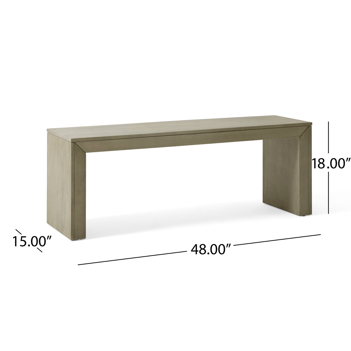 Acacia Wood Dining Bench, Light Gray Oak image 3
