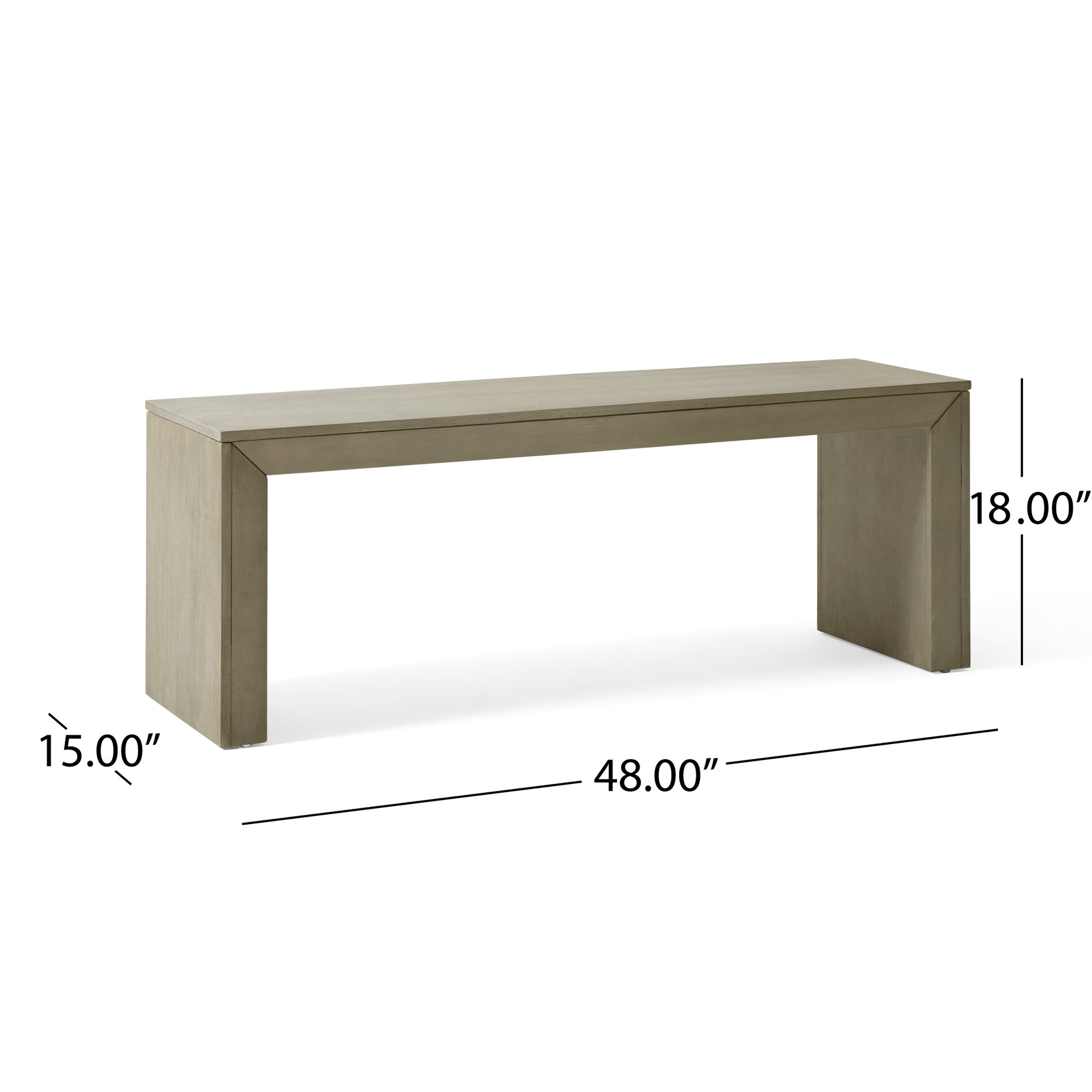 Acacia Wood Dining Bench, Light Gray Oak image 3