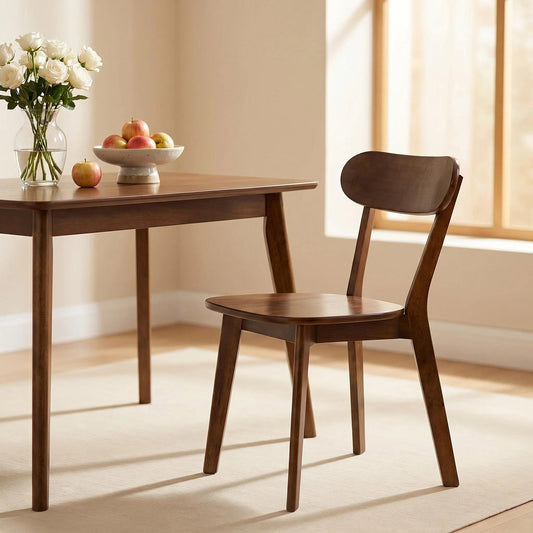 100% Natural Solid Wood Dining Chairs, Mid Century Modern Dining Chairs with Curved Backrest, Kitchen Chair with Adjustable Foot Pads for Dining Room, Kitchen, Living Room, Study, (1PK, Walnut) image 1