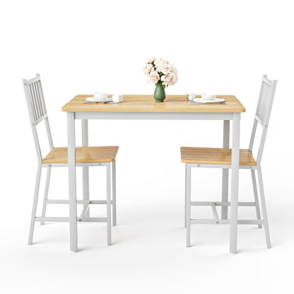 Dining Table Set, Bar Table with 2 Dining chairs, Kitchen Table Counter with Chairs, Industrial for Kitchen Breakfast Table, Living Room, Party Room,Natural and White,35.4″L x23.6″W x 29.7″H image 7