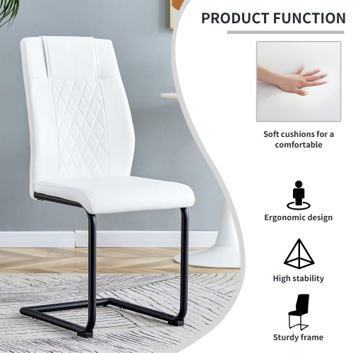 Modern dining chairs with faux leather upholstered seats - dining room chairs with metal legs, suitable for kitchen, living room, bedroom, dining room side chairs, set of 4 pieces (white+PU leather) image 8