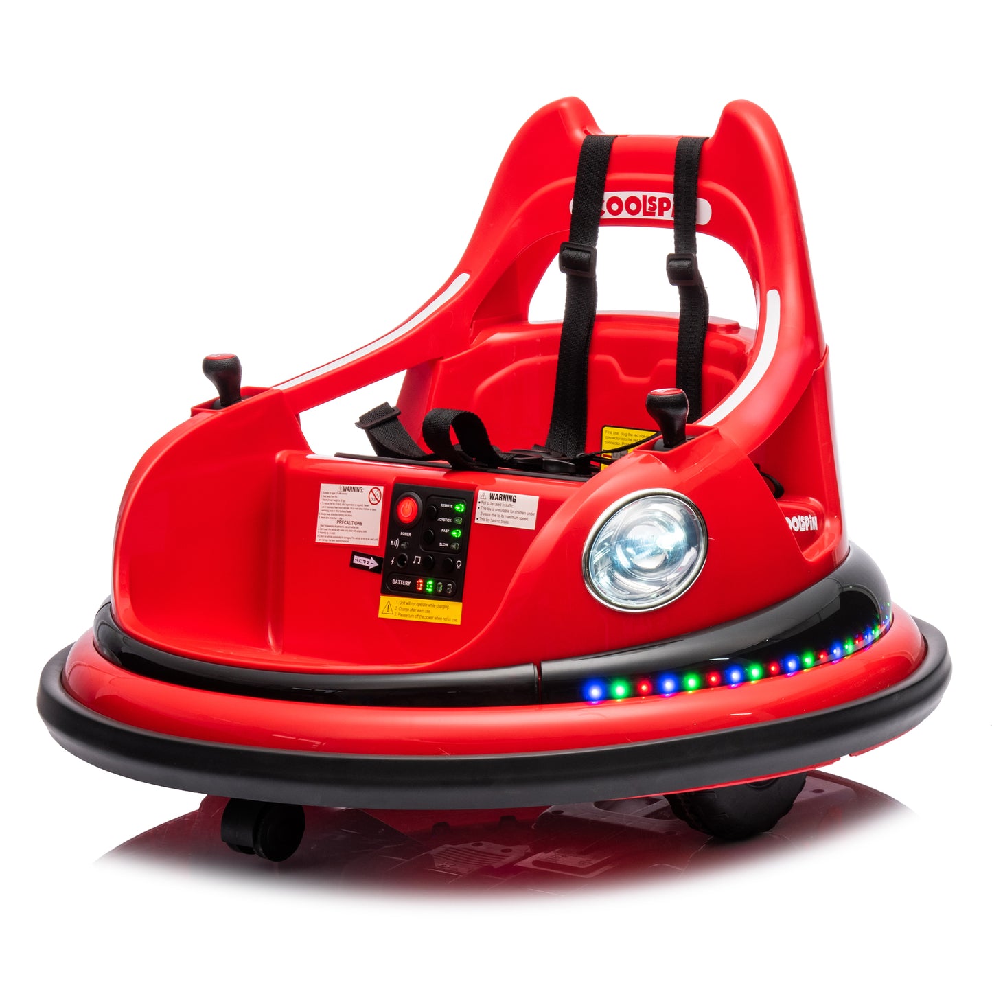 12V ride on bumper car for kids,electric car for kids,1.5-5 Years Old,W/Remote Control, LED Lights, Bluetooth & 360 Degree Spin, Vehicle body with anti-collision padding
Five-point Safety Belt,2wd image 1