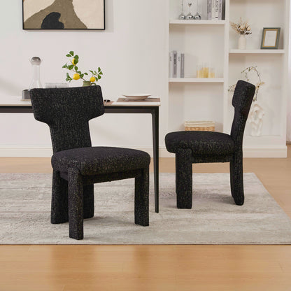 22.05" Wide Modern Upholstered Chenille Dining Chair Set of 2 with Rubberwood Legs, Armless Curved Back Accent Chairs for Living Room Bedroom Restaurant Cafes Dining Room Reception, Black/Gray image 7