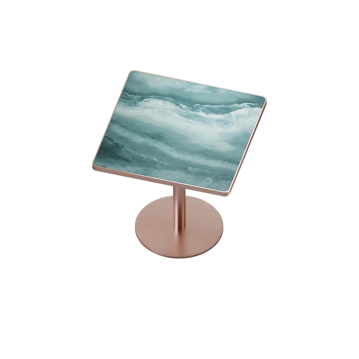 31.5"Square Modern Tulip Dining Table, Sintered Stone Tabletop with Luxury Faux Marble Print, Stainless Steel Bracket Base, Scratch & Wear Resistant, Waterproof Surface, Ideal for Indoor & Outdoor Use image 3