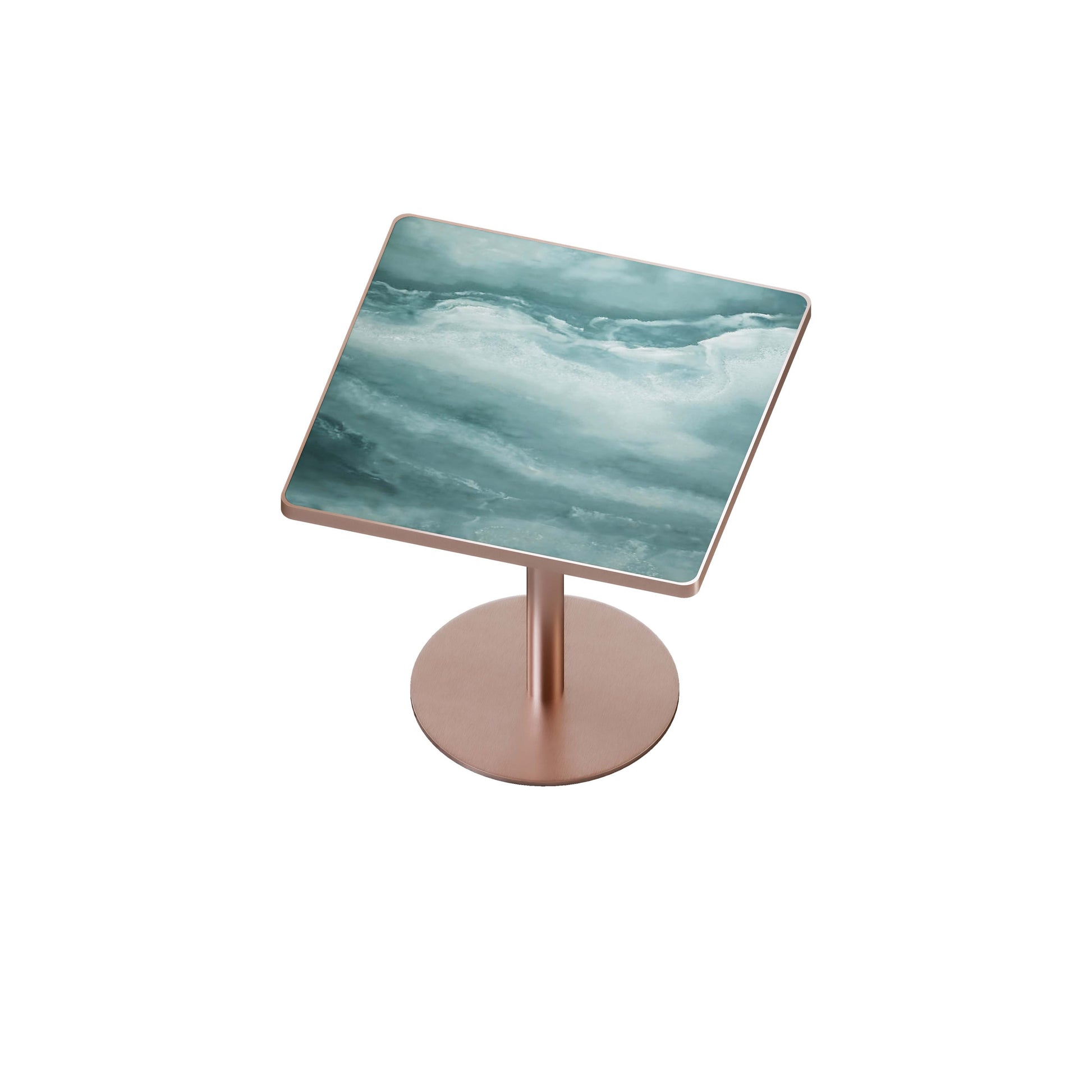 31.5"Square Modern Tulip Dining Table, Sintered Stone Tabletop with Luxury Faux Marble Print, Stainless Steel Bracket Base, Scratch & Wear Resistant, Waterproof Surface, Ideal for Indoor & Outdoor Use image 3
