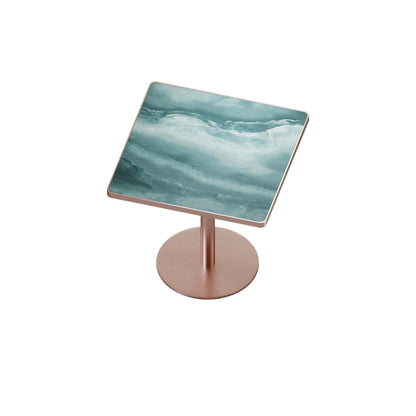 31.5"Square Modern Tulip Dining Table, Sintered Stone Tabletop with Luxury Faux Marble Print, Stainless Steel Bracket Base, Scratch & Wear Resistant, Waterproof Surface, Ideal for Indoor & Outdoor Use image 3