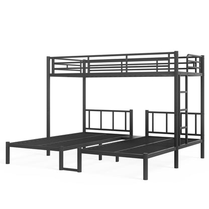 Twin over Twin & Twin Bunk Beds for 3, Twin XL over Twin & Twin Bunk Bed Metal Triple Bunk Bed, Black image 10