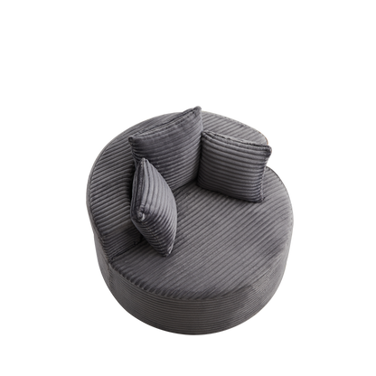 43-inch round corduroy single sofa, comfortable lounge chair, comes with three pillows, minimalist design, perfect for bedrooms, lounges, game rooms, and living rooms image 9