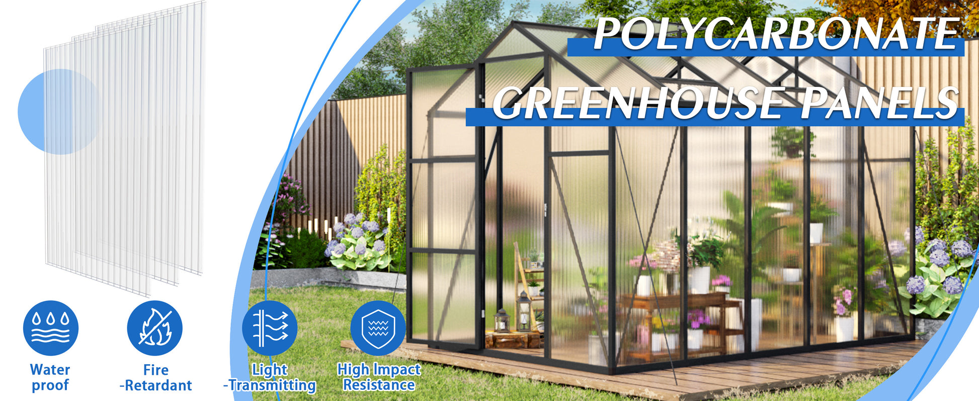 4x2 FT 16PCS Polycarbonate Twin Wall Sheets, Shatterproof UV Blocking Greenhouse Cover Panels, Lightweight Insulated Roof Panels for Outdoor Garden, Patio and Balcony Use image 3