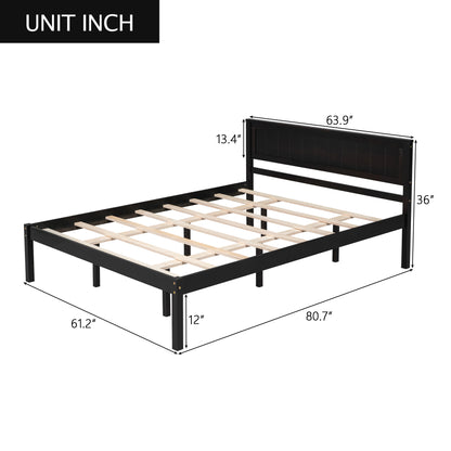 Platform Bed Frame with Headboard, Wood Slat Support, No Box Spring Needed, Queen,Espresso(OLD SKU:WF191420AAP) image 8