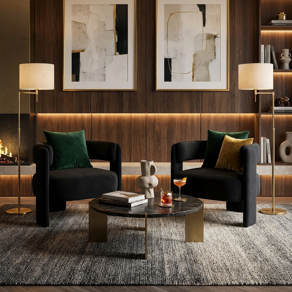 Accent Chair for Living Room, Velvet Comfy Single Sofa Chair Mid-Century Modern Armchair Wooden Legs for Bedroom Office Reading image 3