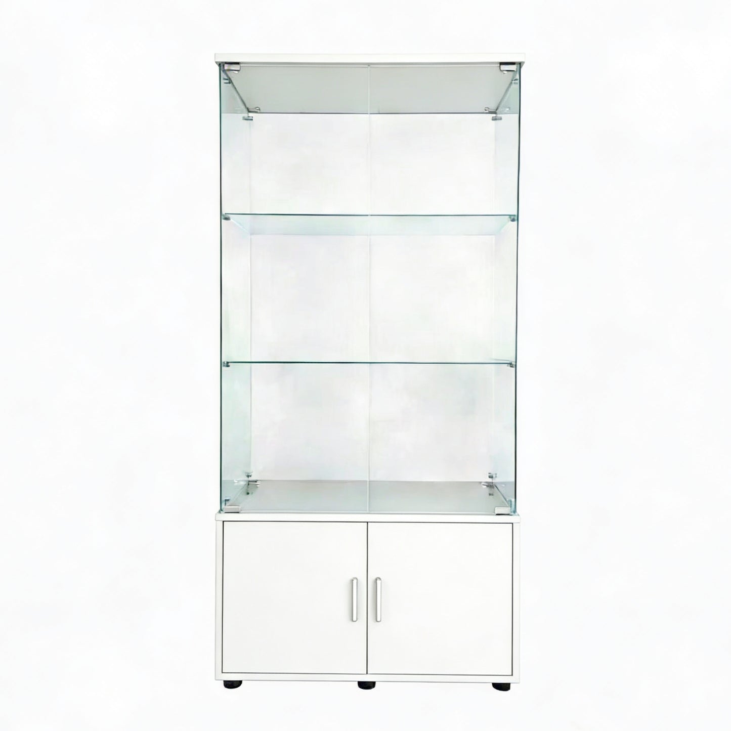 Double-door four-layer cabinet-style storage cabinet,display cabinet,wine cabinet,file cabinet,with remote-controlled PAIPAI lights,adjustable feet, can be placed in the living room,color:white image 6