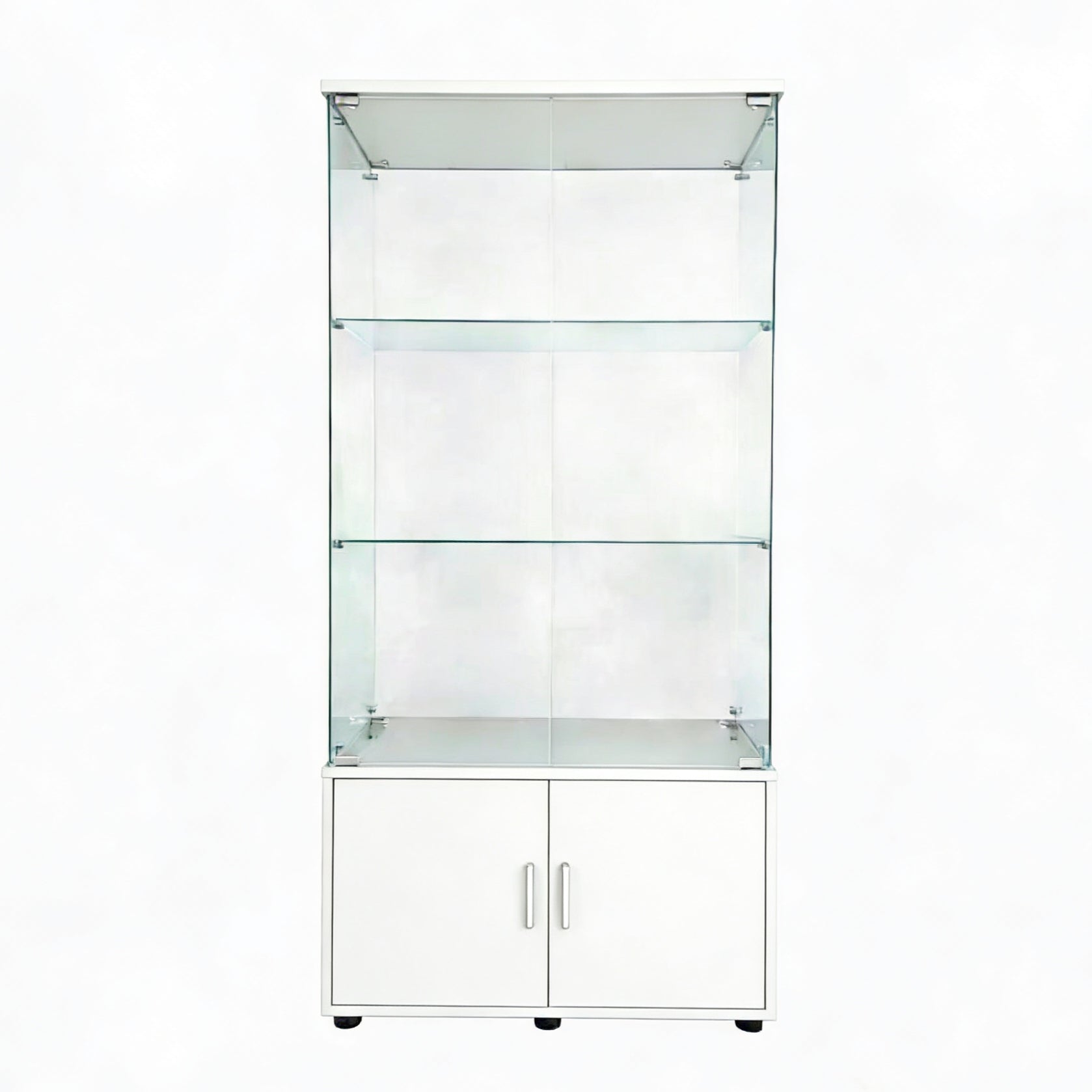 Double-door four-layer cabinet-style storage cabinet,display cabinet,wine cabinet,file cabinet,with remote-controlled PAIPAI lights,adjustable feet, can be placed in the living room,color:white image 6