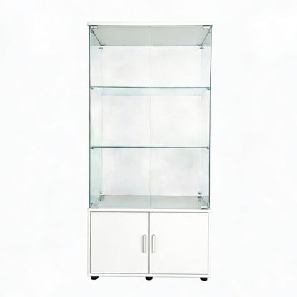 Double-door four-layer cabinet-style storage cabinet,display cabinet,wine cabinet,file cabinet,with remote-controlled PAIPAI lights,adjustable feet, can be placed in the living room,color:white image 6