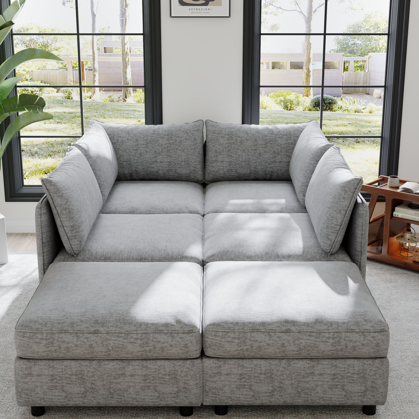 Modular Sectional Sofa, Convertible Sofa Seat With Storage, Sleeper Sectional Sofa Set, Fabric Flexible Modular Combinations for Living Room image 2