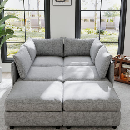 Modular Sectional Sofa, Convertible Sofa Seat With Storage, Sleeper Sectional Sofa Set, Fabric Flexible Modular Combinations for Living Room image 2