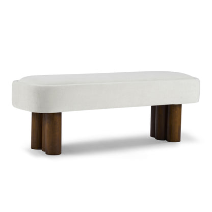 Indoor Beige Fabric Dining Bench with Walnut Color Legs, 51.57'L Upholstered Seating for Kitchen, Dining Room and Living Space,250lbs Capacity image 6