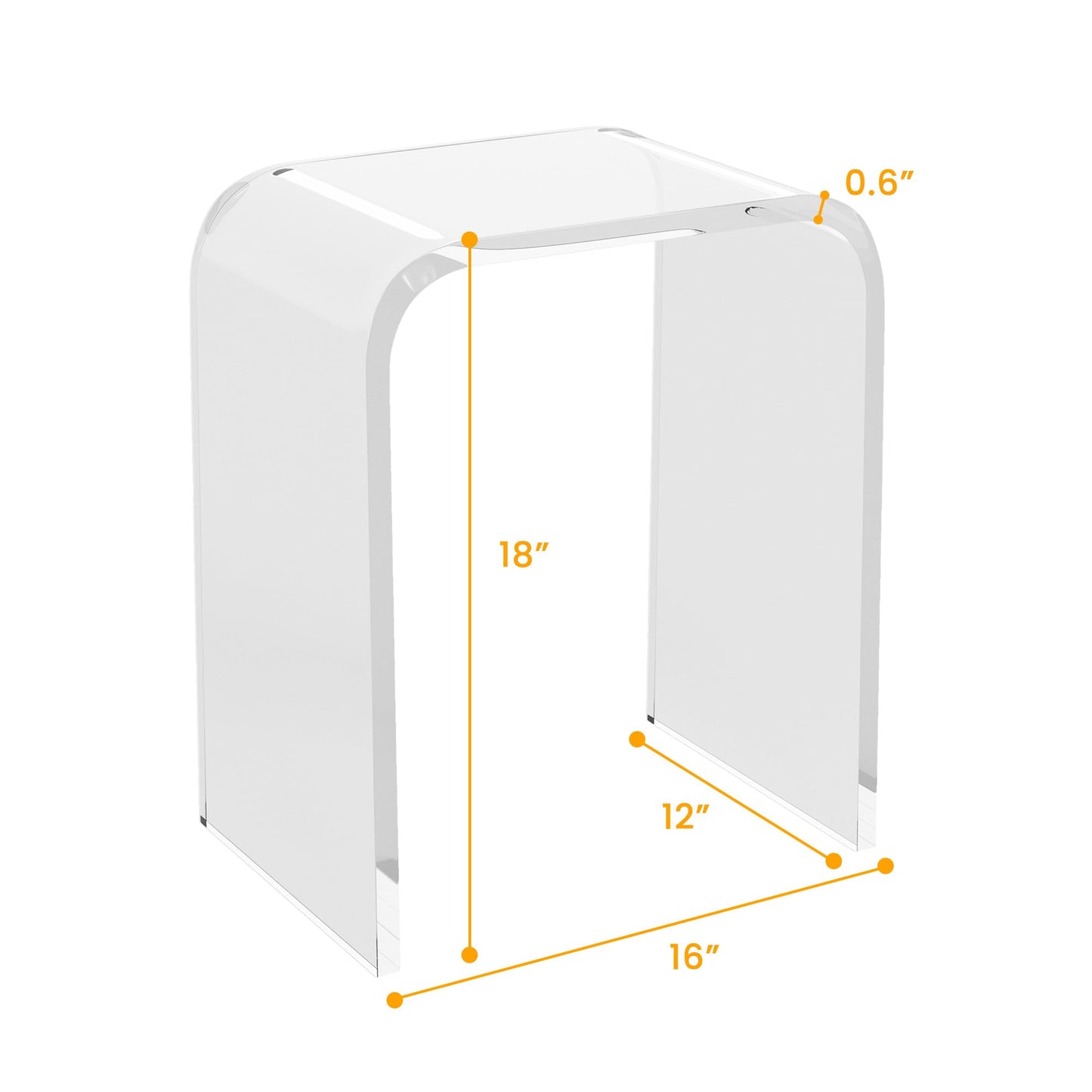 Acrylic End Table, Contemporary Square Nightstand and Side Table, Clear Lucite Coffee Table with Waterfall Edges for Small Living Room, Bathroom, Bedroom and Office image 5