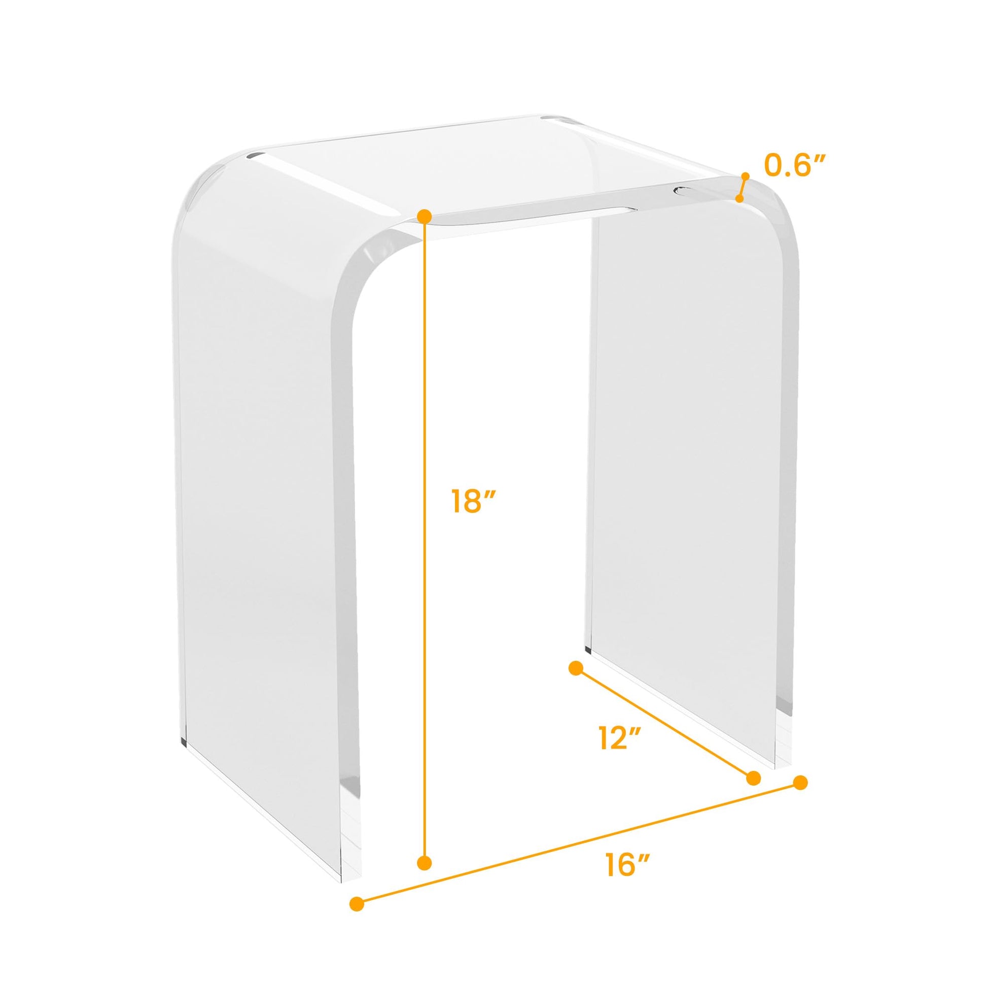 Acrylic End Table, Contemporary Square Nightstand and Side Table, Clear Lucite Coffee Table with Waterfall Edges for Small Living Room, Bathroom, Bedroom and Office image 5