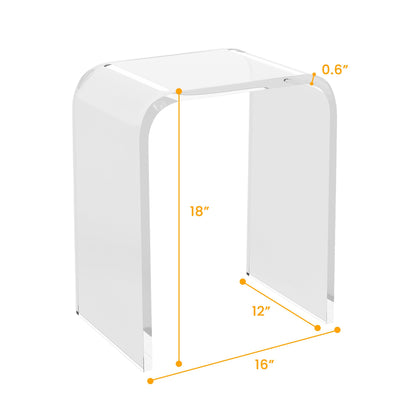 Acrylic End Table, Contemporary Square Nightstand and Side Table, Clear Lucite Coffee Table with Waterfall Edges for Small Living Room, Bathroom, Bedroom and Office image 5