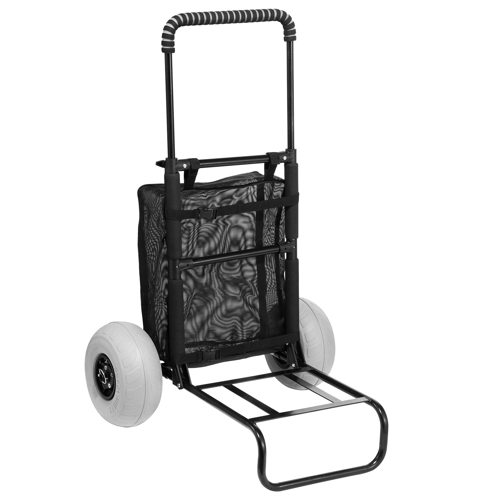 Beach Dolly with Big Wheels for Sand, 20.1" x 14.6" Cargo Deck, w/ 9" Balloon Wheels, 165LBS Loading Capacity Folding Sand Cart & 27.2" to 44.9" Adjustable Height, Heavy Duty Cart for Beach image 9
