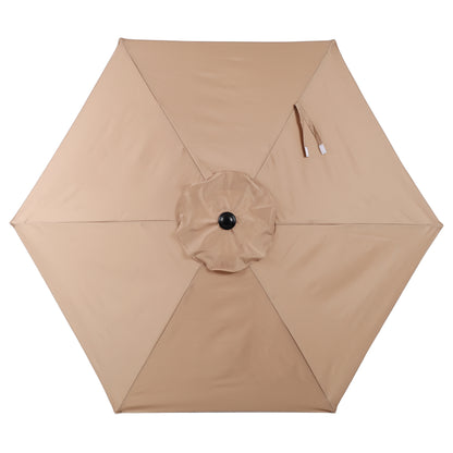 7.5 FT Patio Umbrella, Outdoor Market Yard Umbrella, Sun Shade Umbrella with Push Button Tilt and Crank Mechanism for Garden, Deck, Pool and Backyard, Not Include Umbrella Base, Brown image 10