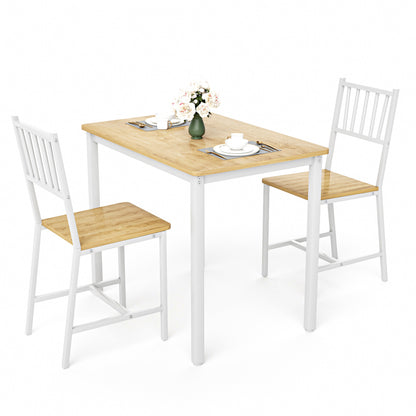 Dining Table Set, Bar Table with 2 Dining chairs, Kitchen Table Counter with Chairs, Industrial for Kitchen Breakfast Table, Living Room, Party Room,Natural and White,35.4″L x23.6″W x 29.7″H image 1