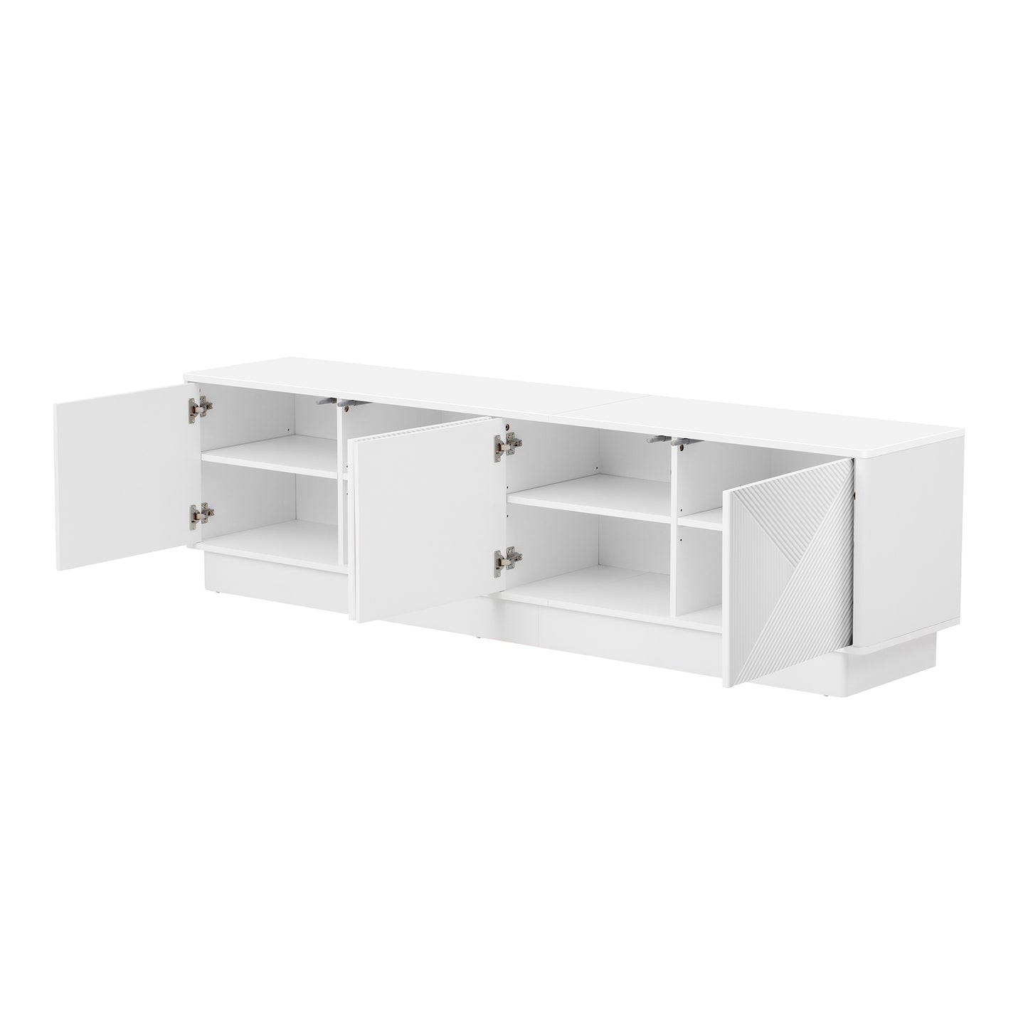 U-Can Stylish 4-Door Wave Design Cabinet with Adjustable Shelves & LED Accent image 12