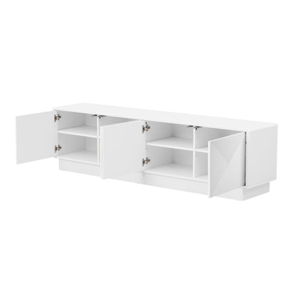 U-Can Stylish 4-Door Wave Design Cabinet with Adjustable Shelves & LED Accent image 12