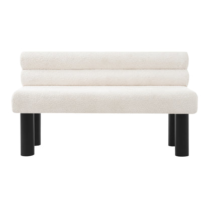 Upholstered Dining Bench, End of Bed, Entryway Bench, Ottoman for Dining Room, Bedroom, Living Room, Rubber Wood Leg 300 LBS Support, Beige image 7