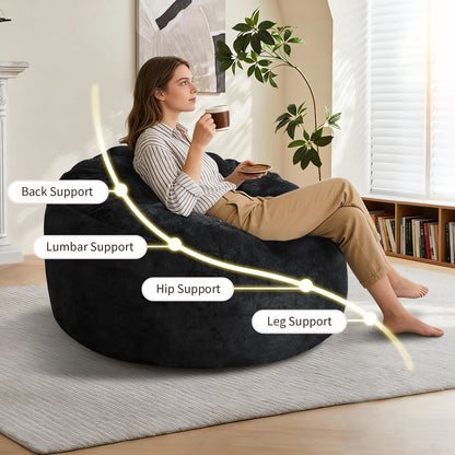 Ultra-Comfort Ergonomic Bean Bag Lounge Chair with Adjustable High-Elasticity Inner Filling and Detachable Washable Cover for Multi-Scene Use in Living Room/Bedroom/Balcony image 6