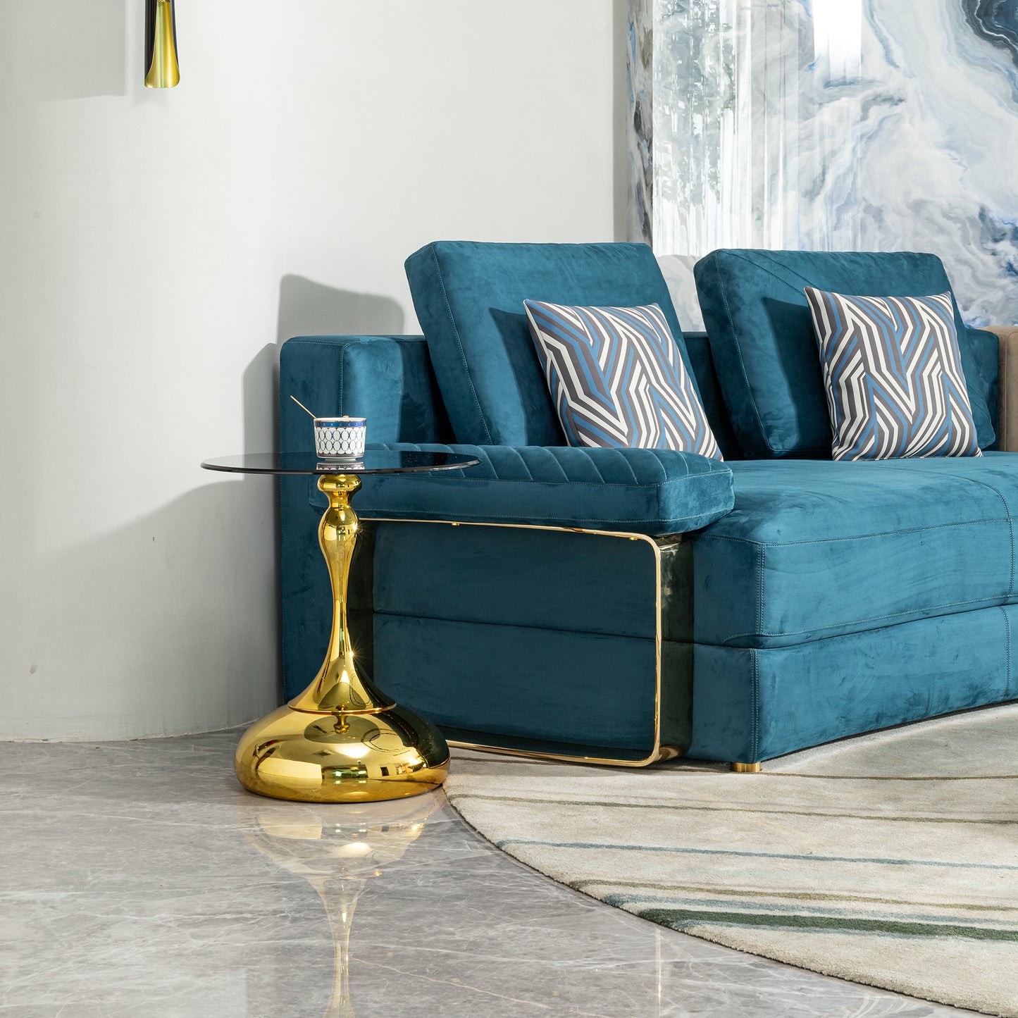 small round side table for small space,Cocktail Table,Living Room Small Coffee Table, end table, tempered glass top image 5