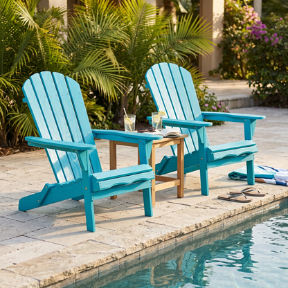 Wood Lounge Patio Chair for Garden Outdoor Wooden Folding Embossed Adirondack Chair Solid Wood Lounge Patio Chair with Wood Grain image 2