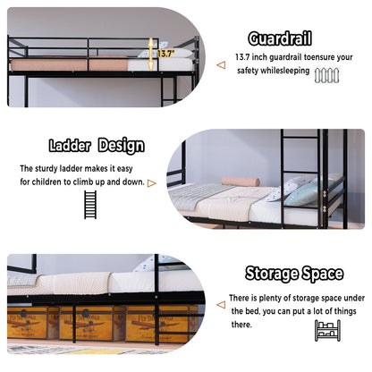 Bunk Bed Twin Over Twin for Kids/Teens/Adults Duty,13.7 inch High Safety Guardrail,One layer with 19 bars and support 600LBS, Sturdy Ladder, Big storage space under the bed,Convertible 2 Beds,Black image 5