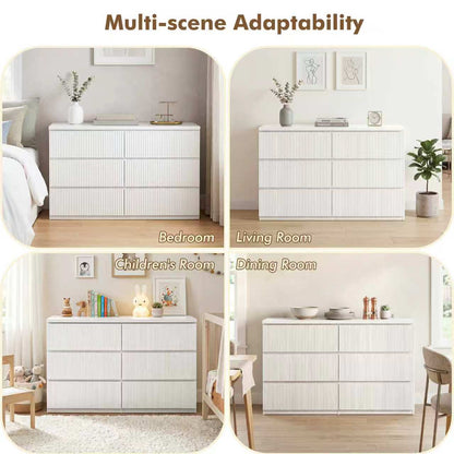 Modern White 6 Drawer Dresser, Wave Panel Drawer Fronts, Storage Cabinet, Versatile Chest of Drawers for Bedroom, Living Room - Sleek & Spacious Home Storage Solution image 7