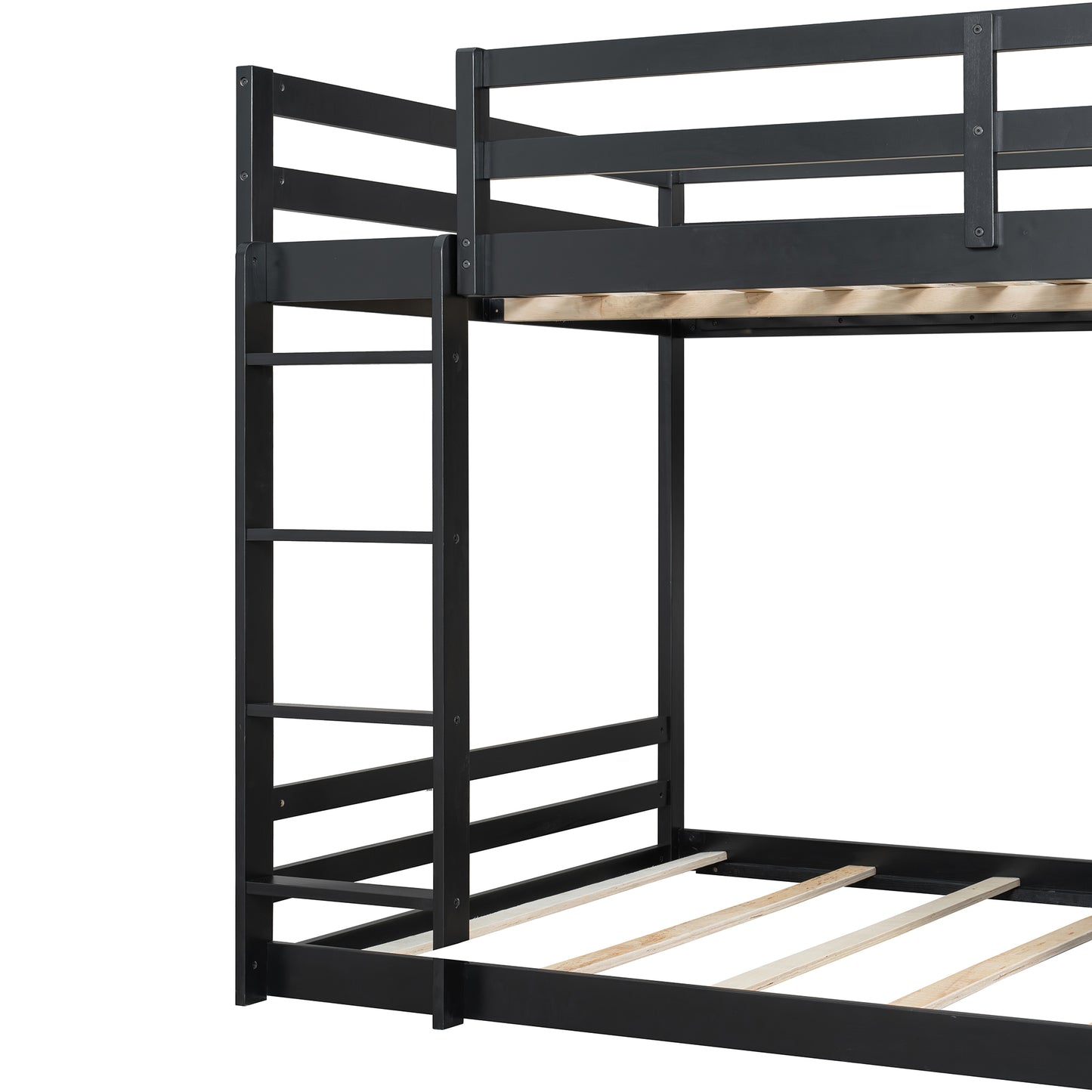 Full Bunk Bed with APP-Controlled LED Lights (7 Colors), USB Ports, Storage Shelves and 2 Drawers, Black image 11