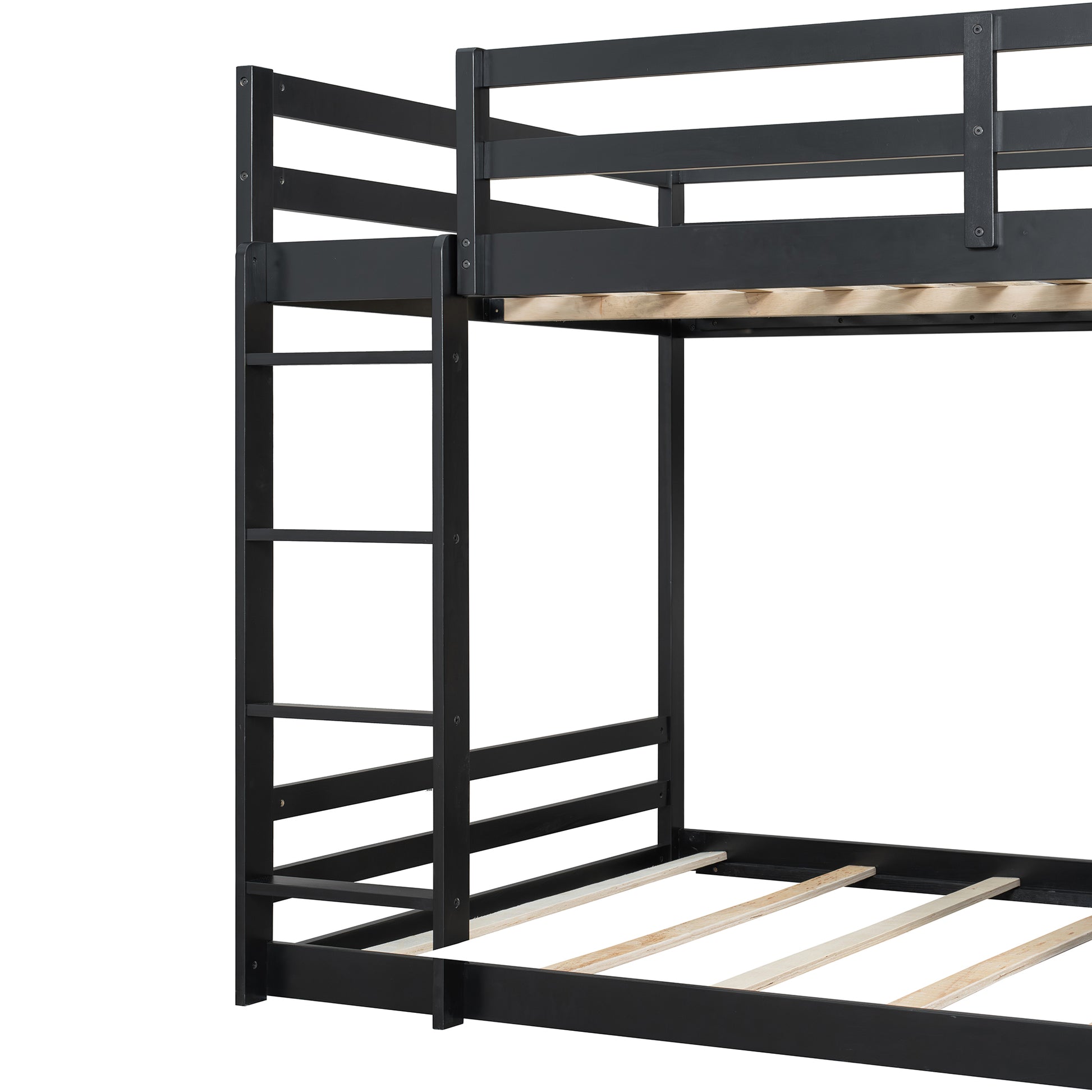 Full Bunk Bed with APP-Controlled LED Lights (7 Colors), USB Ports, Storage Shelves and 2 Drawers, Black image 11