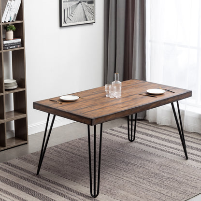Amisos 6-Piece Dining Set, Hairpin Dining Table with 4 Chairs and a Wood Bench, 3 Color Options image 5