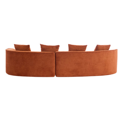 126" Curved Sectional Sofa (Dark Orange-D28 Full Foam) image 6