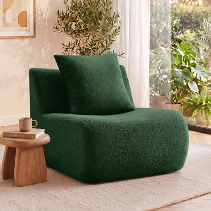 Armless Sofa W/Pillow Teddy Fabric-Green image 1