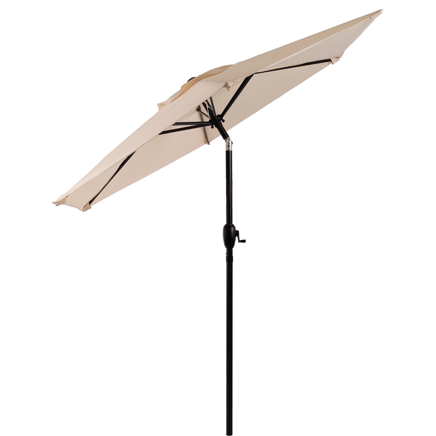 7.5 FT Patio Umbrella, Outdoor Market Yard Umbrella, Sun Shade Umbrella with Push Button Tilt and Crank Mechanism for Garden, Deck, Pool and Backyard, Not Include Umbrella Base, Beige image 8