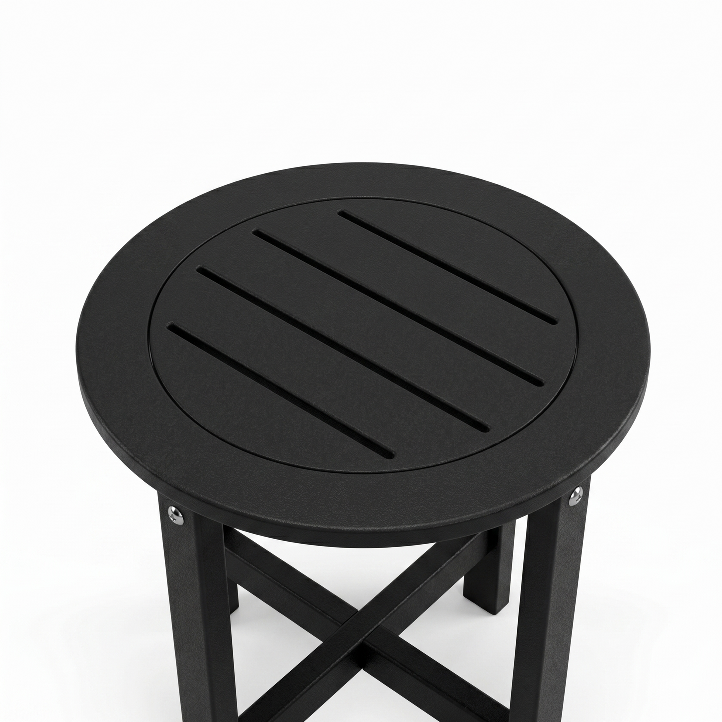 Black HDPE Outdoor Side Table, 15.94 in. L x 15.94 in. W x 17.71 in. H, Small All-Weather Patio End Table image 9