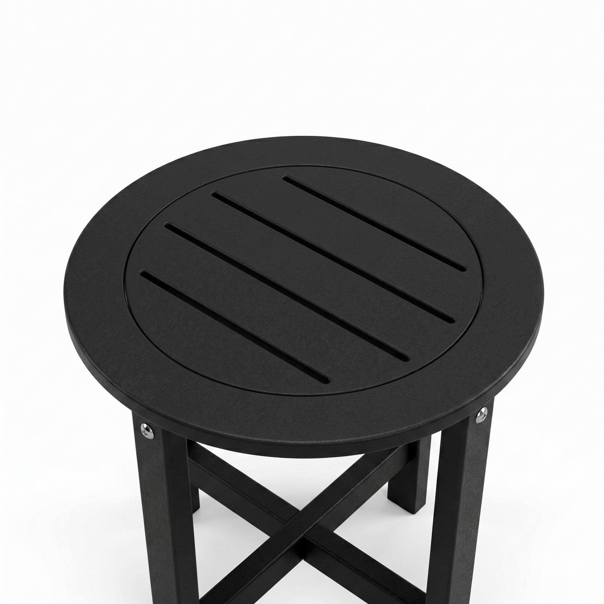 Black HDPE Outdoor Side Table, 15.94 in. L x 15.94 in. W x 17.71 in. H, Small All-Weather Patio End Table image 9