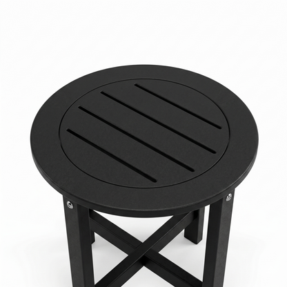 Black HDPE Outdoor Side Table, 15.94 in. L x 15.94 in. W x 17.71 in. H, Small All-Weather Patio End Table image 9