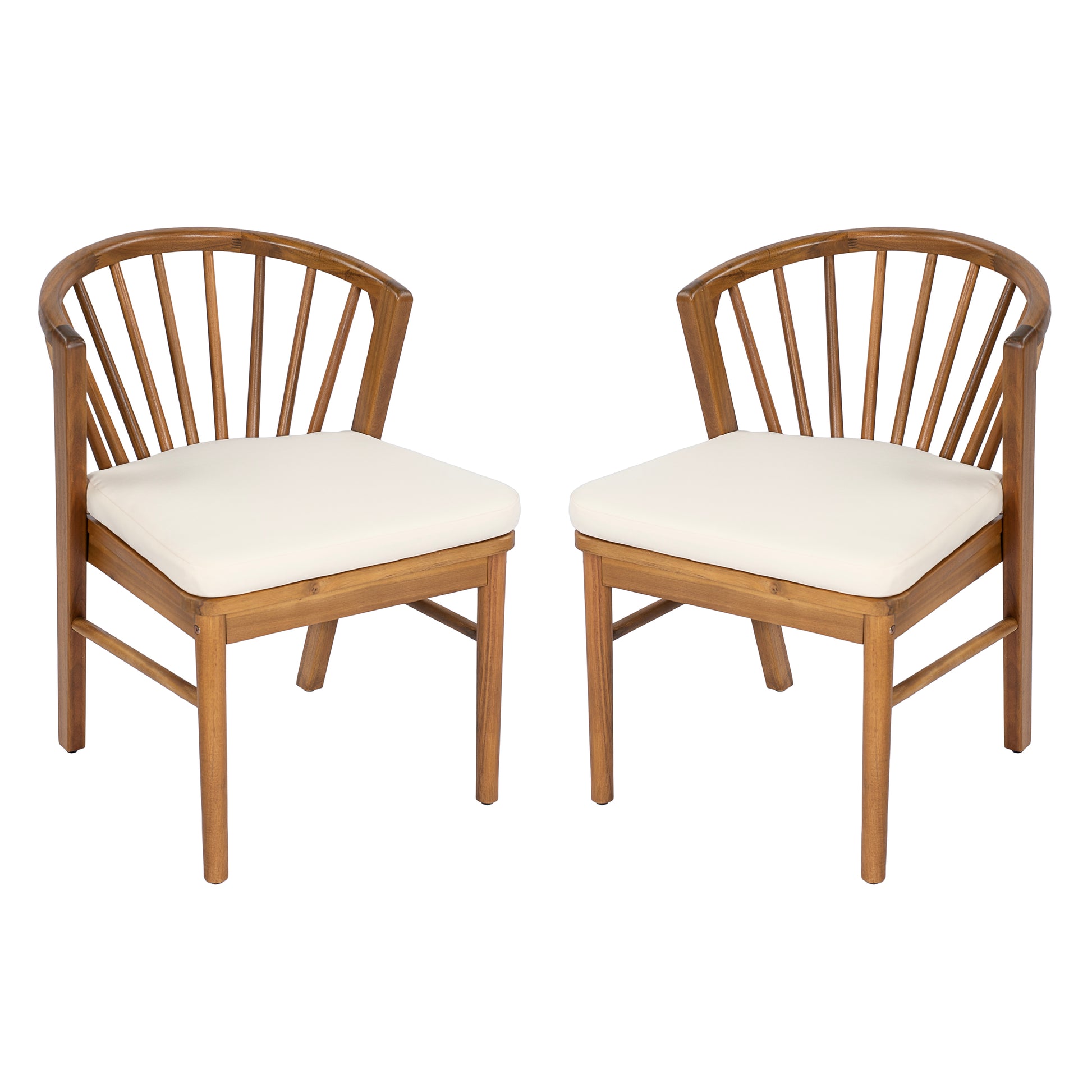 Outdoor Dining Chairs Set of 2, Acacia Wood Patio Chairs with Cream Washable Cushion,for Backyard, Poolside, Garden,Teak image 3