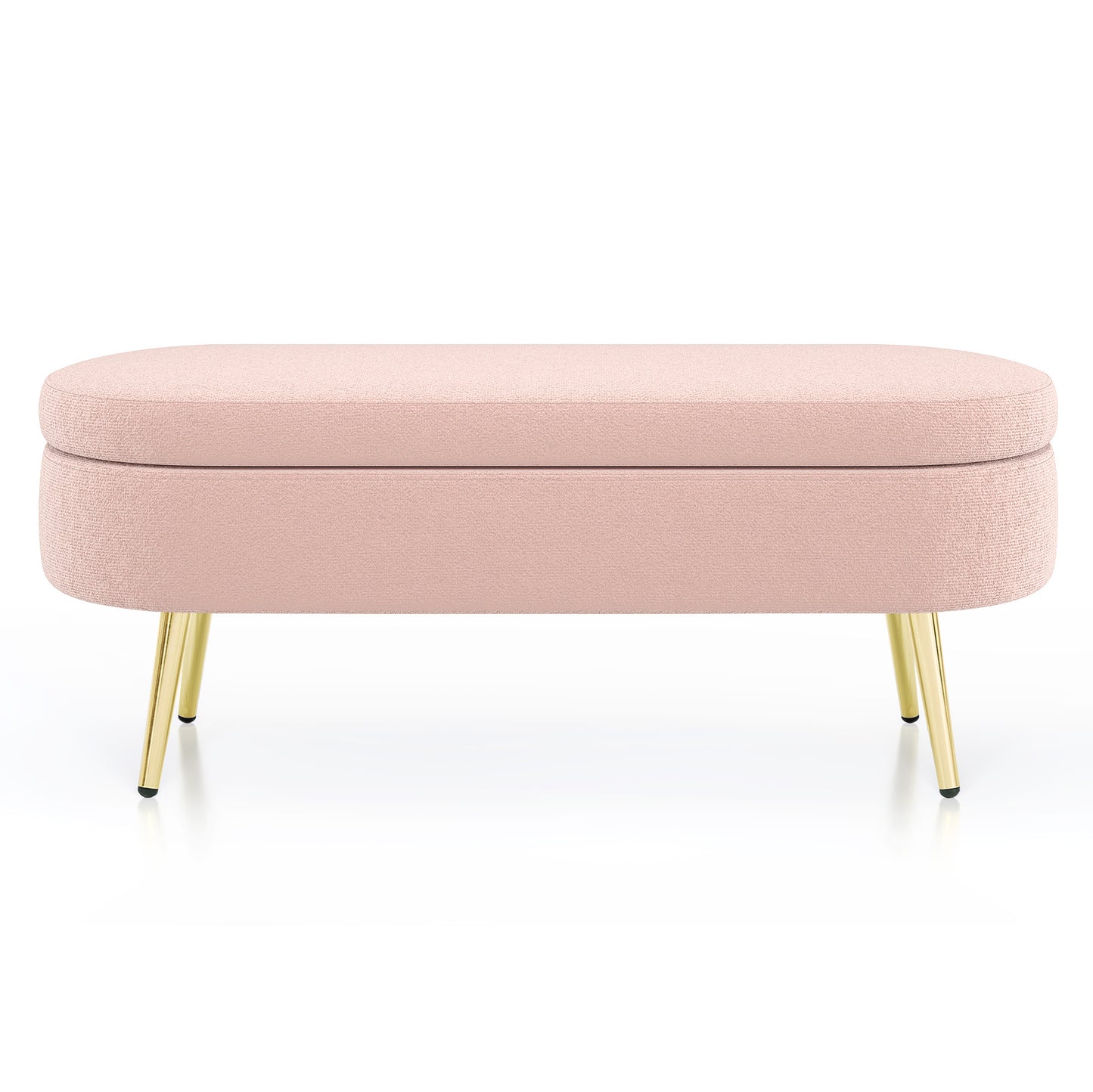 Ottoman Oval Storage Bench, Flannel with Metal Legs-Pink(43.5"x16"x16") image 11
