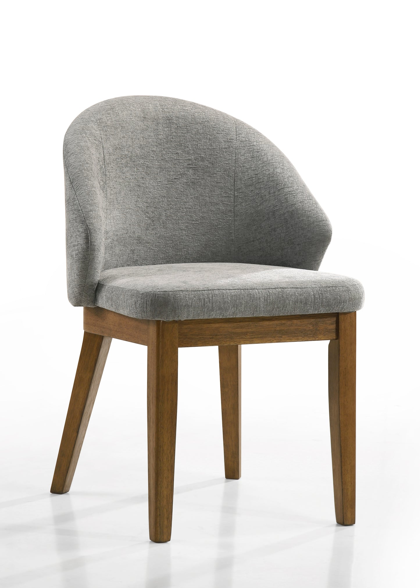 Andreo Set of 2 Barrel-Back Upholstered Dining Chairs, Light Gray Fabric with Walnut Finish Wooden Legs – Modern Accent Kitchen & Dining Room Chairs image 3