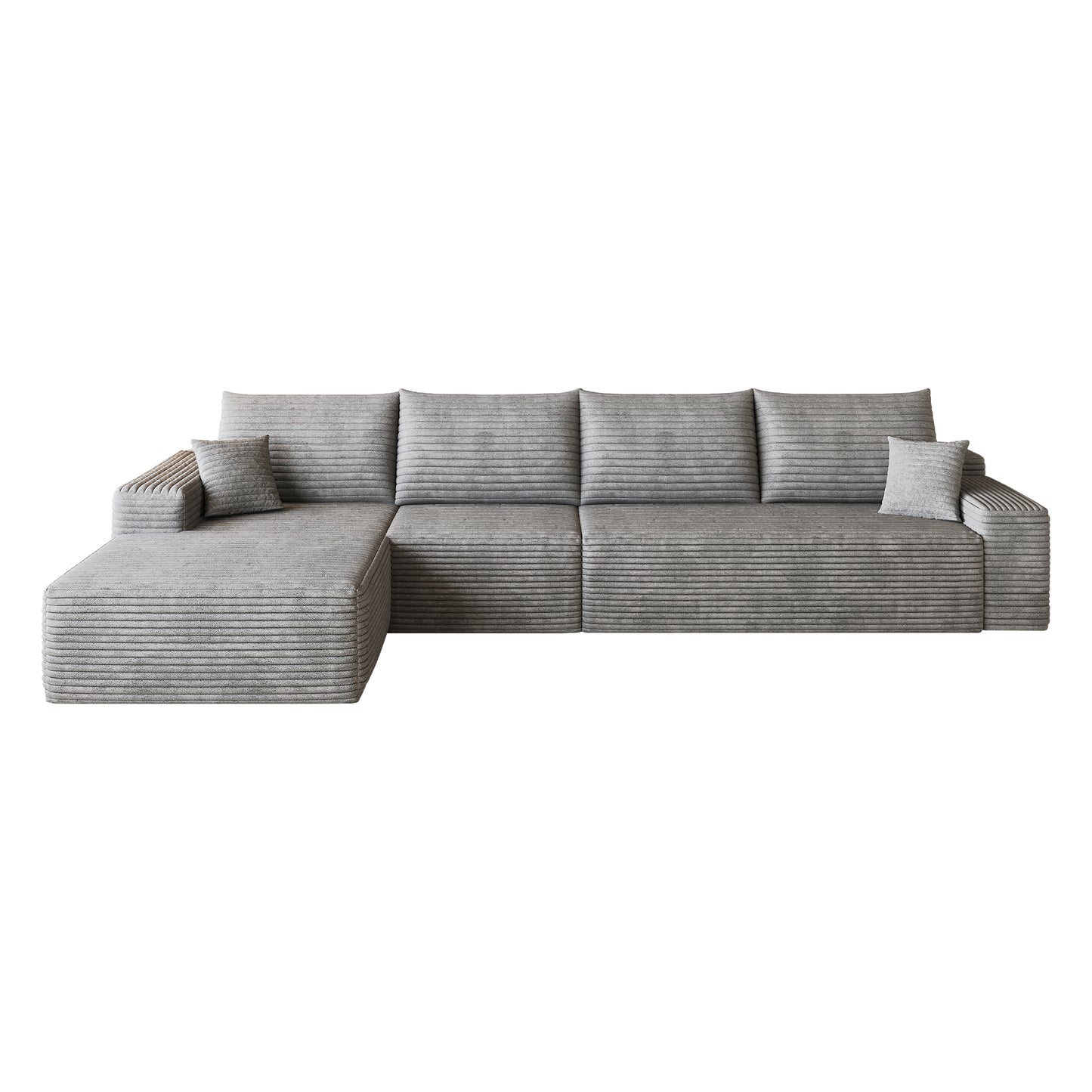 135" Cloud Sectional Couch with L-Shape Chaise,Modern Modular Sofa with Deep Seat, Upholstered Couches for Living Room Bedroom,No Assembly Required, Grey(Plush Corduroy Fabric) image 6