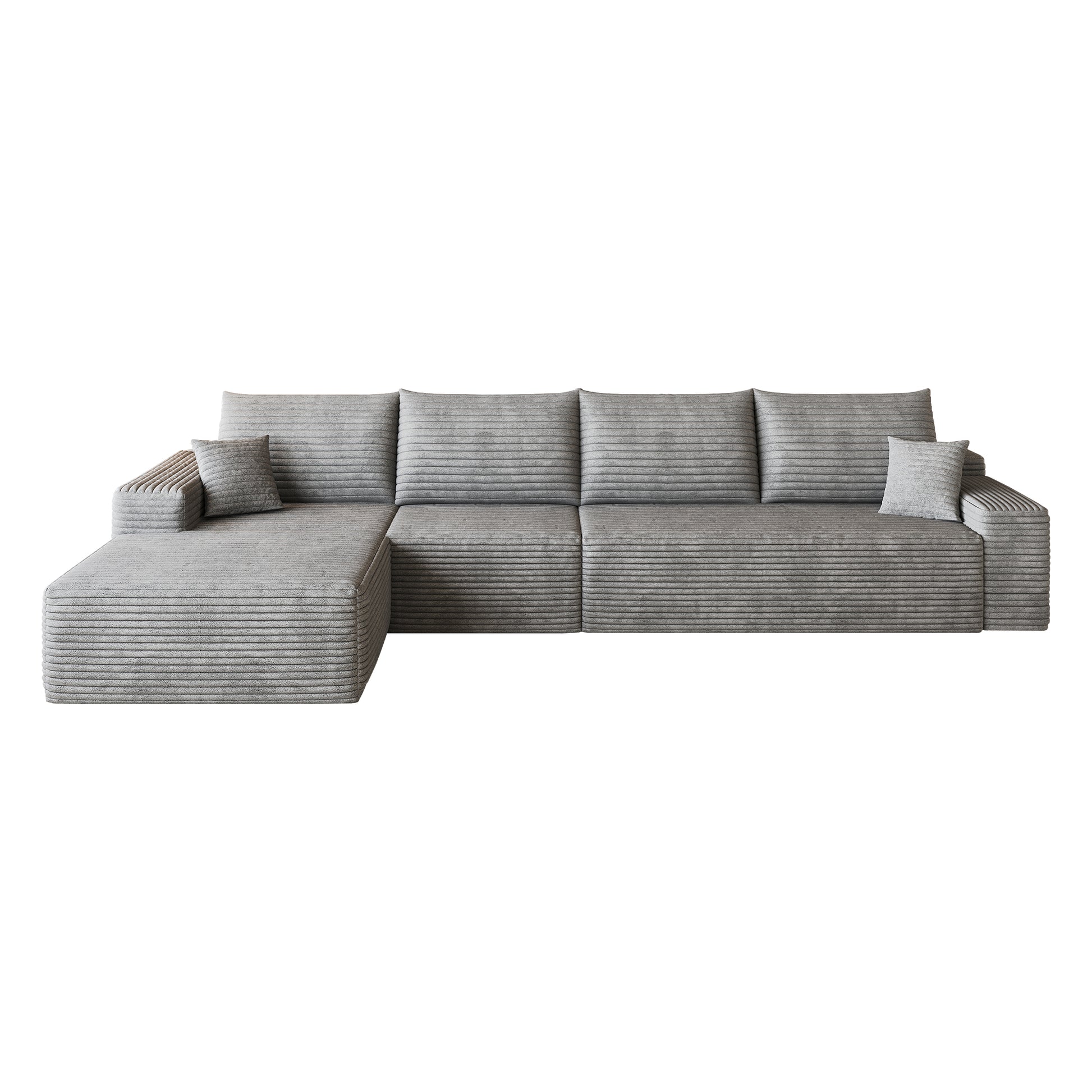 135" Cloud Sectional Couch with L-Shape Chaise,Modern Modular Sofa with Deep Seat, Upholstered Couches for Living Room Bedroom,No Assembly Required, Grey(Plush Corduroy Fabric) image 6