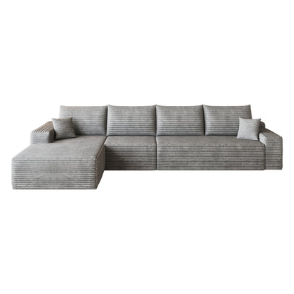 135" Cloud Sectional Couch with L-Shape Chaise,Modern Modular Sofa with Deep Seat, Upholstered Couches for Living Room Bedroom,No Assembly Required, Grey(Plush Corduroy Fabric) image 6